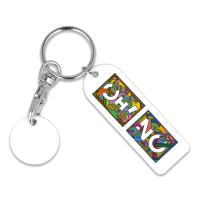 Recycled OLD &#163; Rectangle Trolley Mate Keyring (unprinted coin)