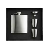 Slim hip flask w 2 cups set