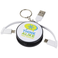 Wrap-around 3-in-1 charging cable with keychain