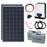 550W 24V COMPLETE OFF-GRID SOLAR POWER SYSTEM WITH 2 x 275W SOLAR PANELS, 2KW HYBRID INVERTER AND 2 x 100AH BATTERIES