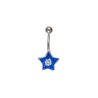  13mm Blue Crystal Star Steel Belly Bar