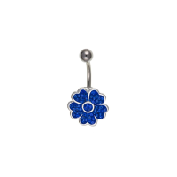  14mm Blue Crystal Flower And Sterling Silver Belly Bar