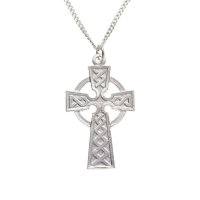  925 Sterling Silver Celtic Cross 32 x 18mm with 18" Hanging Chain