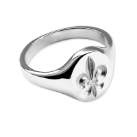  925 Sterling Silver Fleur De Lis Signet Rings 14 x 12mm 8.1g