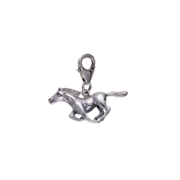  925 Sterling Silver Galloping Horse Charm & Lobster Claw Clasp