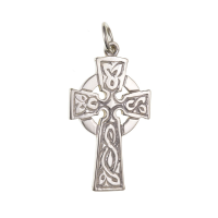  925 Sterling Silver Patterned Celtic Cross 27 x 16mm with Optional Hanging Chain