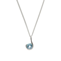  925 Sterling Silver Real Blue Topaz 12mm Pendant with Chain