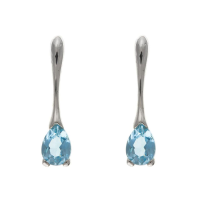  925 Sterling Silver Real Blue Topaz 20mm Drop Earrings