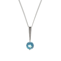  925 Sterling Silver Real Blue Topaz 20mm Pendant with Chain