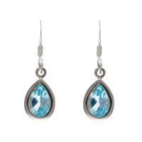  925 Sterling Silver Real Blue Topaz 24mm Drop Earrings