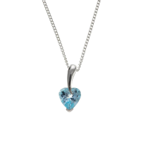  925 Sterling Silver Real Blue Topaz 25mm Pendant with Chain