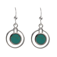  925 Sterling Silver Real Turquoise 21mm Drop Earrings