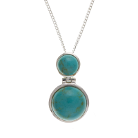  925 Sterling Silver Real Turquoise 22mm Pendant with Chain