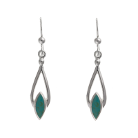  925 Sterling Silver Real Turquoise 27mm Drop Earrings