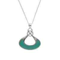  925 Sterling Silver Real Turquoise 28mm Pendant with Chain