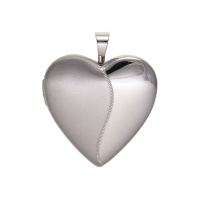  925 Sterling Silver Satin / Plain Heart Locket 22 x 18mm