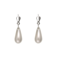  925 Sterling Silver Simulated Pearl Drop Earrings