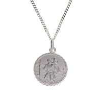  925 Sterling Silver St Christopher Pendant 17 x 17mm with 18" Hanging Chain