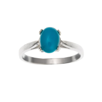  925 Sterling Silver Turquoise 8mm Single Stone Dress Ring