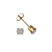  9ct Men's Yellow Gold Single Stud with Claw Set 0.05ct Diamond UK Made