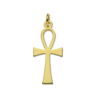  9ct Solid Gold Ankh Cross & Optional Diamond Cut Fine Hanging Belcher Chain