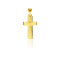  9ct Solid Gold Embossed Cross And Diamond Cut Fine Hanging Belcher Chain