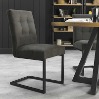 Modern Indus Dark Grey Fabric Upholstered Cantilever Dining Chair