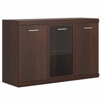 Modern Mahogany Sideboard Storage Cupboard 3 Doors Glazed 140 x 90cm
