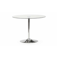 Orbit Modern 90cm Round Clear Glass Kitchen Dining Table Chrome Base