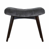 Nordic Style Solid Mango Wood Dark Grey Cotton Velvet Upholstered Bench 52x63cm