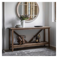 Trestle Oak Large Console Hall Occasional Living Room Table With Shelf 160cm Wide x 80cm Tall
