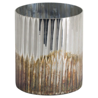 Distressed Grey and Bronze Gold Large Glass Ombre Candle Holder 12cm Diameter