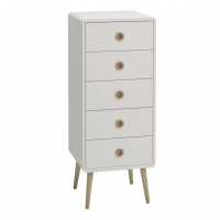 Softline 5 Drawer Narrow Chest Off White