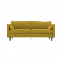Retro Style Placido Saffron Velvet Fabric Upholstered Living Room 3 Seater Sofa 88x204cm
