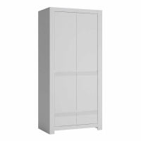 Stylish White Painted 2 Door Double Bedroom Wardrobe With Recessed Handles 198.5x92cm