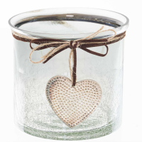 Smoked Midnight Crackled Heart Candle Holder