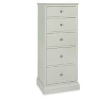 Ashby Modern Soft Grey Painted Narrow Slim And Tall Chest Of 5 Drawers Tallboy 124cm
