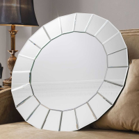 Modern Round Mirrored Glass Framed Bevelled Wall Mirror 70cm Diameter
