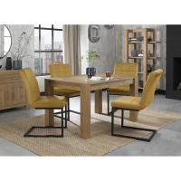Turin Light Oak Wood 4 to 6 Seater Dining Table And 4 Lewis Mustard Fabric Chairs Dining Set