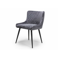 Modern Style Quilted Grey Fabric Upholstered Malmo Tub Style Dining Chair 82 x 55cm