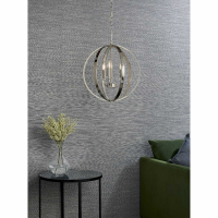 Modern Metal Round Cage Design Height Adjustable 3 Pendant Ceiling Light