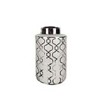 Moroccan Glass Silver Large Round Ginger Jar