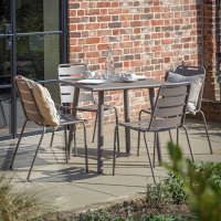 Grey Steel Framed Square Garden Outdoor Dining Table Only