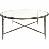 Patterdale Hand Forged Round Coffee Table Dark Bronze Finish With Glass Top