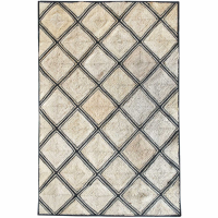 Menzel Hand Made Stiching Natural And Charcoal 160x230cm Hemp Rug