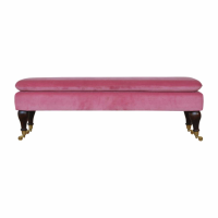 Pink Velvet Storage Bench With Castor Legs