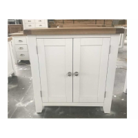 Modern Wooden Cream Painted 2 Door Storage Cupboard Oak Top 80x38cm