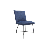 Industrial Indigo Blue Fabric Kitchen Dining Chair Matt Black Legs 88x51x64cm