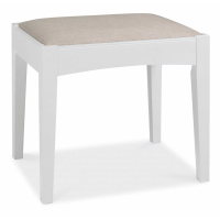 Hampstead White Painted Bedroom Dressing Table Stool With Stone Linen Fabric Seat Pad