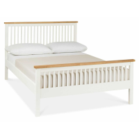 Atlanta Two Tone White Painted Oak Tops High Footend Bedstead 4ft Small Double 122cm